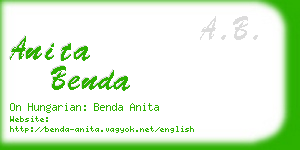 anita benda business card